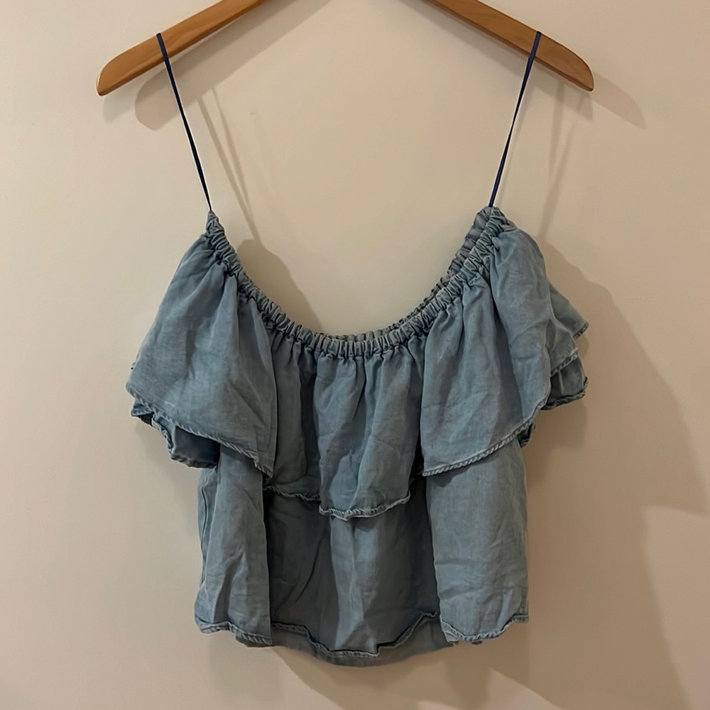 Zara Woman Premium Denim Collection Blue Tube Top -  Small